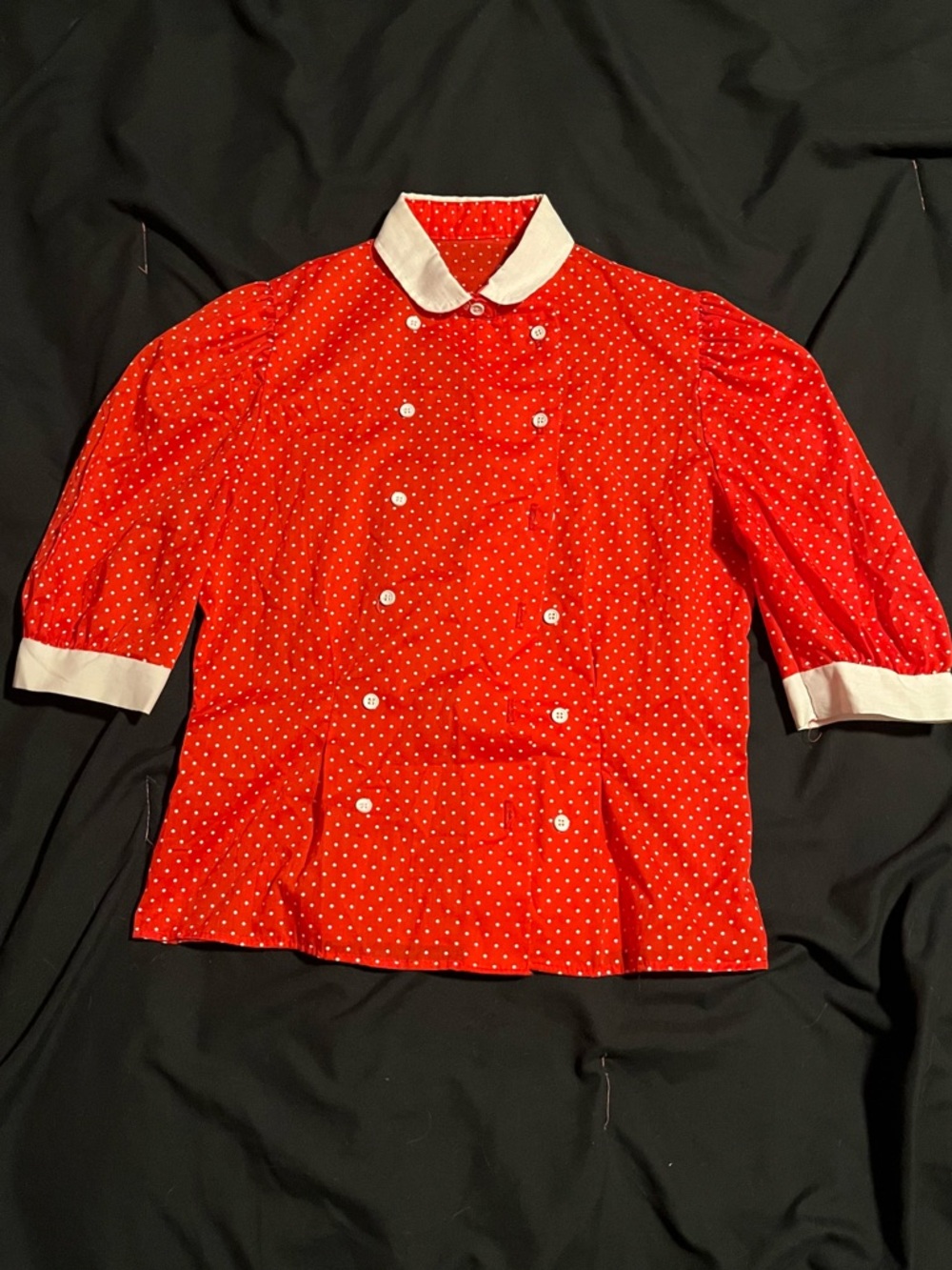 Red Polka Dot Collar Blouse